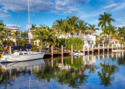 Florida mansion with sailboat shot from Bay